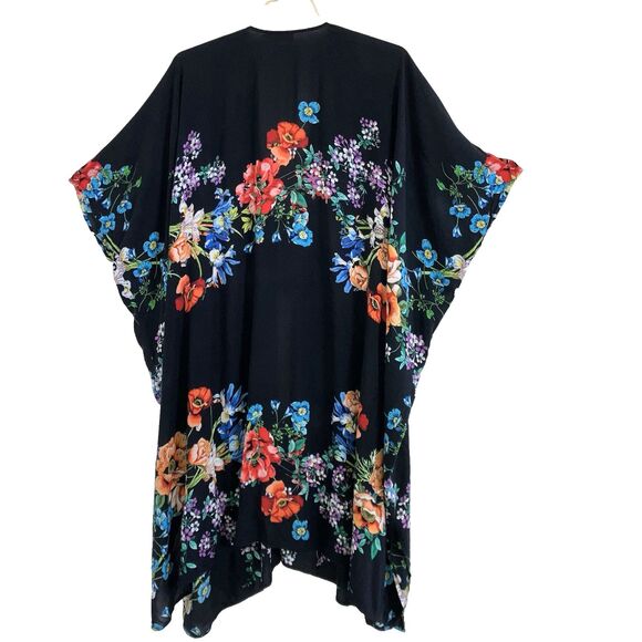 JOHNNY WAS sz L / XL Floral Colorful Long Tunic Kaftan Kimono Duster Top Jacket - Picture 2 of 6